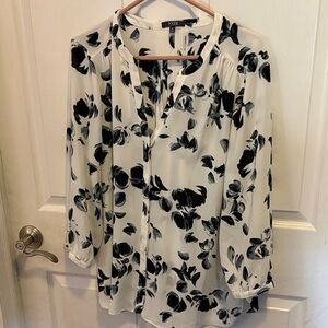 NYDJ Black and White Floral Blouse
